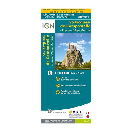 Carte plastifiée IGN - St-Jacques-de-Compostelle - Puy-en-Velay à Moissac