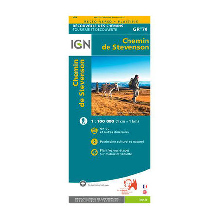 Carte plastifiée IGN - GR70 - Chemin de Stevenson