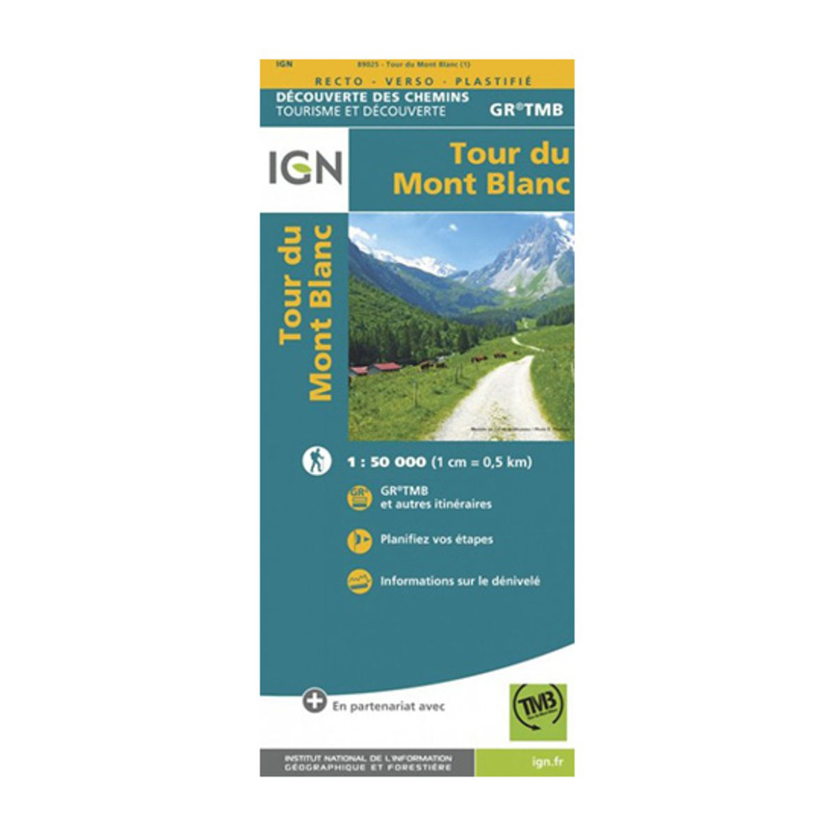 Carte plastifiée IGN - GR TMB - Tour du Mont Blanc