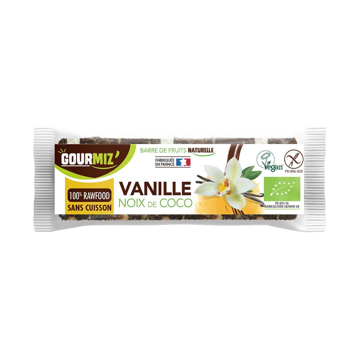 Barre crue Gourmiz bio - Vanille, noix de coco