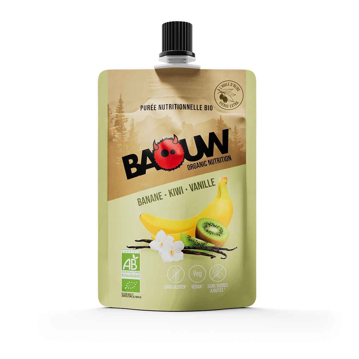 Compote énergétique bio Baouw - Banane, kiwi, vanille