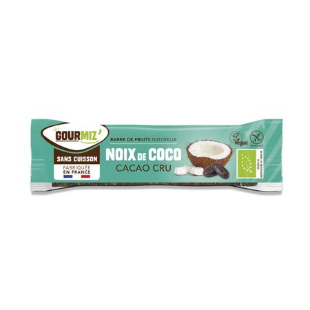 Barre crue Gourmiz bio - Noix de coco, cacao cru - DLUO 11/2022