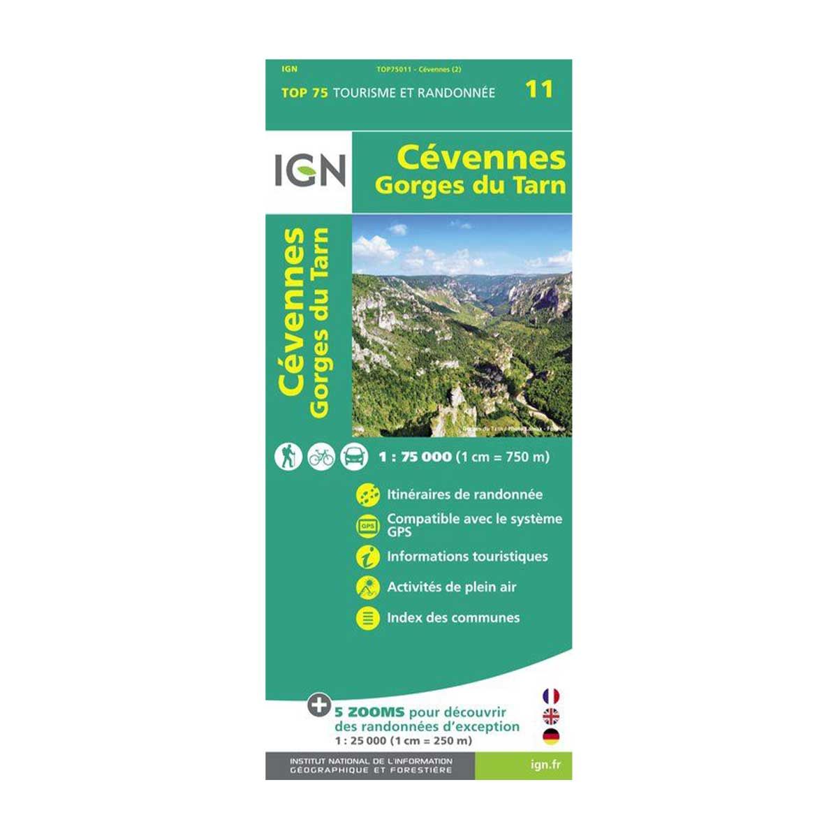Carte plastifiée IGN - Cévennes / Gorges du Tarn
