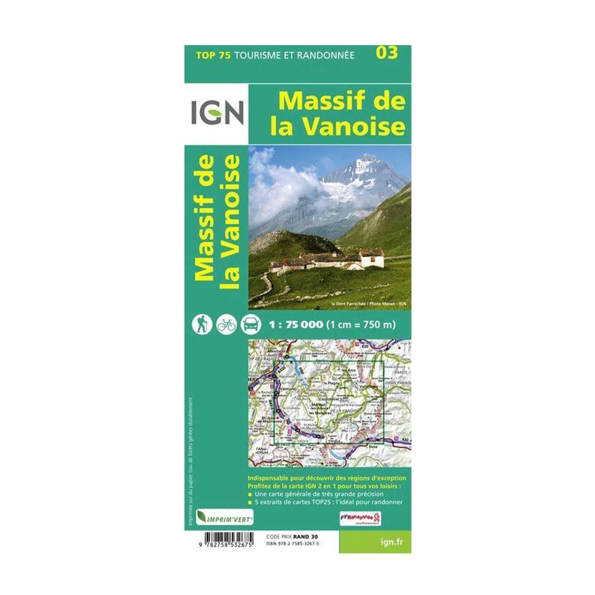 Carte plastifiée IGN - Massif de la Vanoise