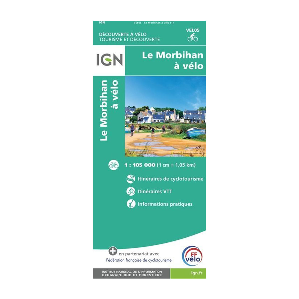 Carte plastifiée IGN - Morbihan en vélo