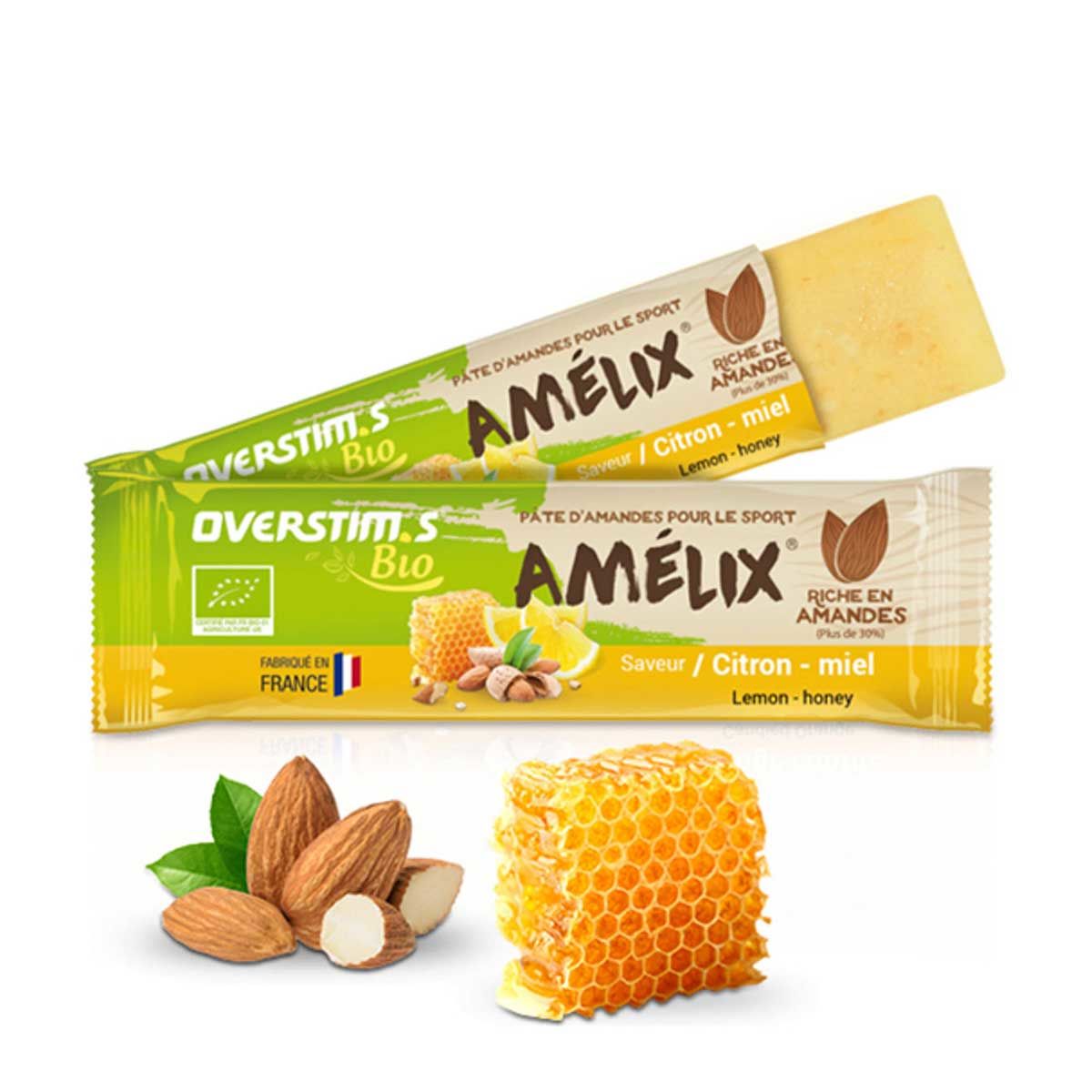 Barre énergétique bio Amélix Overstim.s - Pâte d´amandes, citron et miel